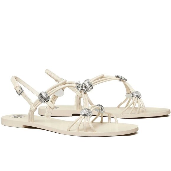 🥰 Tory Burch Capri Beaded Leather Multi Strap Sandal - Picture 2 of 9